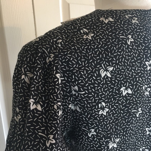 Vintage 80s Navy Cottage Core Modest Loose Fit Midi Dress - Picture 4 of 7